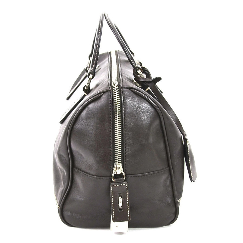 Prada Brown top bag soft leather calf handle Brown
